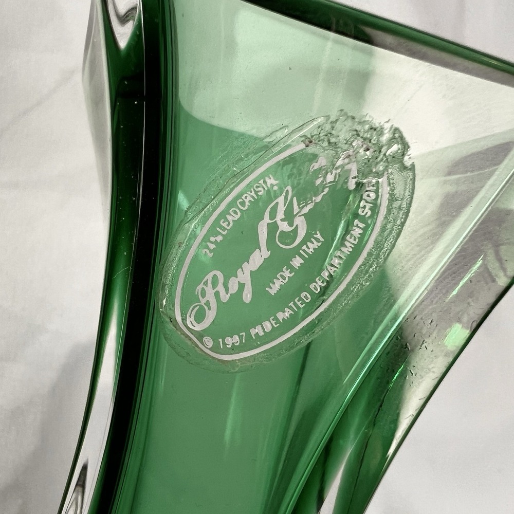 VTG 1997 Royal Gallery 24% Lead Crystal Vase Emerald Green 8" - Picture 2 of 10